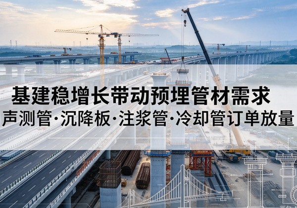 丰南基建稳增长带动预埋监测管材需求，声测管、沉降板、注浆管订单持续放量